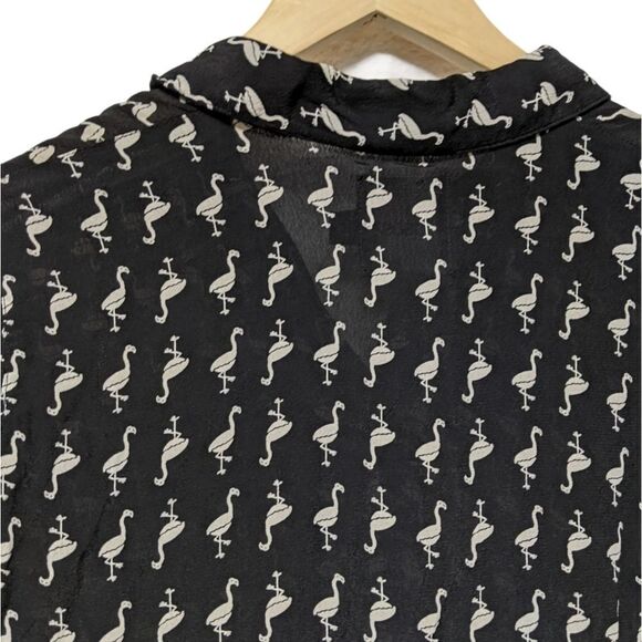 ASOS Black White Flamingo Button Up Shirt 4 - Picture 6 of 8